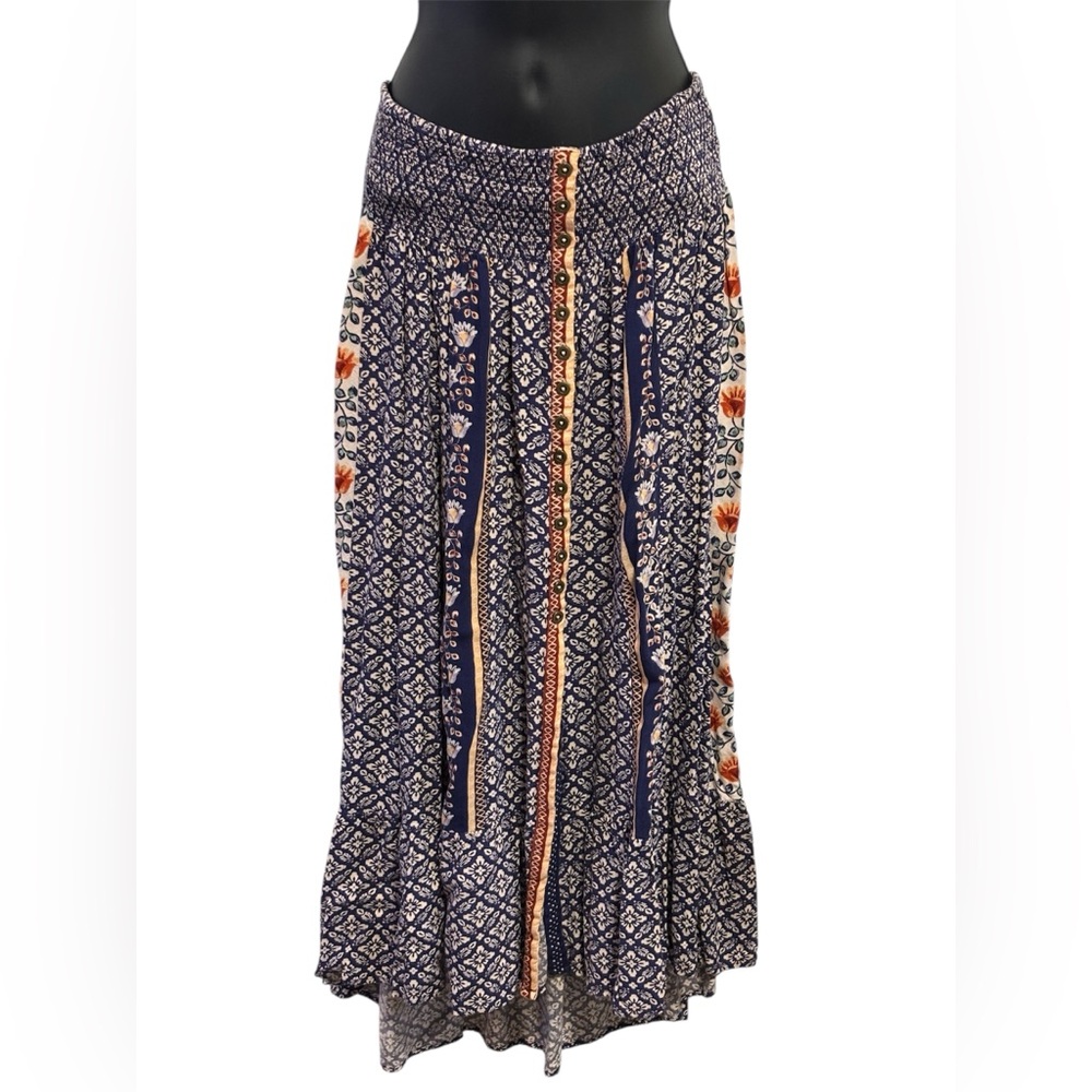 Patrons of Peace Navy and Orange Maxi Skirt